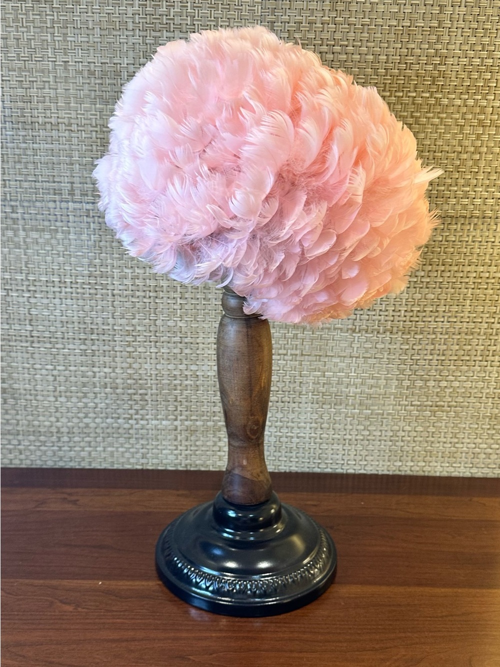 VTG 1950s-60s Rare Pink Marabou Feather Bubble Wig Hat Made in Yugoslavia - Picture 4 of 10